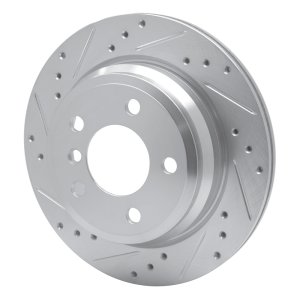 BMW 430I Gran Coupe Brake Rotor (1) - Rear Left - R1 Concepts - Drilled & Slotted - Silver - `06-`20